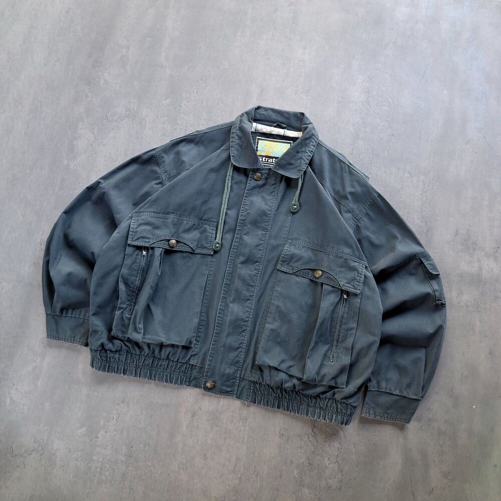 Vintage Stratjac Bomber Jacket Mens L Utility Workwear Multi Pocket Gorpcore